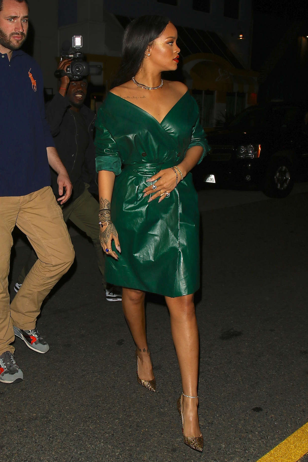 Rihanna in Green Dress -02 | GotCeleb