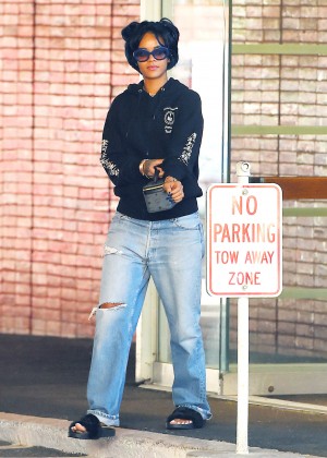 Rihanna in Ripped Jeans out in NYC