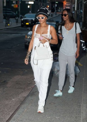 Rihanna in White Jeans out in NYC