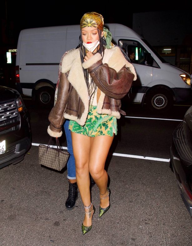 Rihanna - Parties at The Nice Guy in mini skirt in Los Angeles
