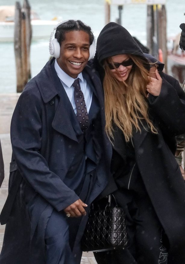 Rihanna - With ASAP Rocky seen as they leave the Aman hotel in Venice - Italy
