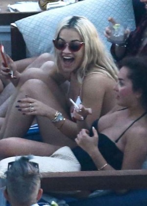 Rita Ora and Daisy Lowe - Wearing bikinis in Miami
