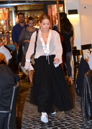 Rita Ora at Pierluigi Restaurant in Rome