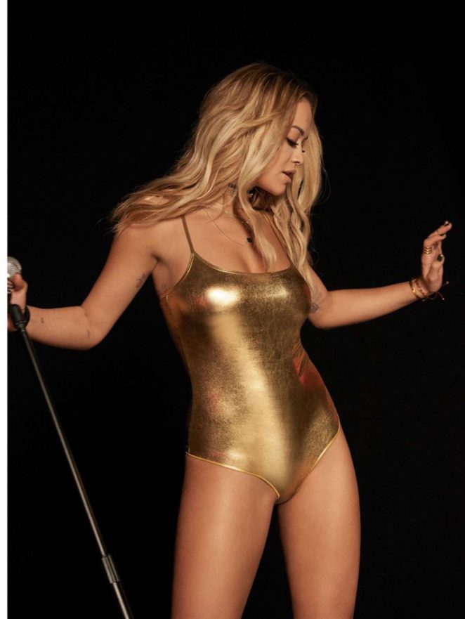 Rita Ora - Gold Swimsuit for Tezenis 2017