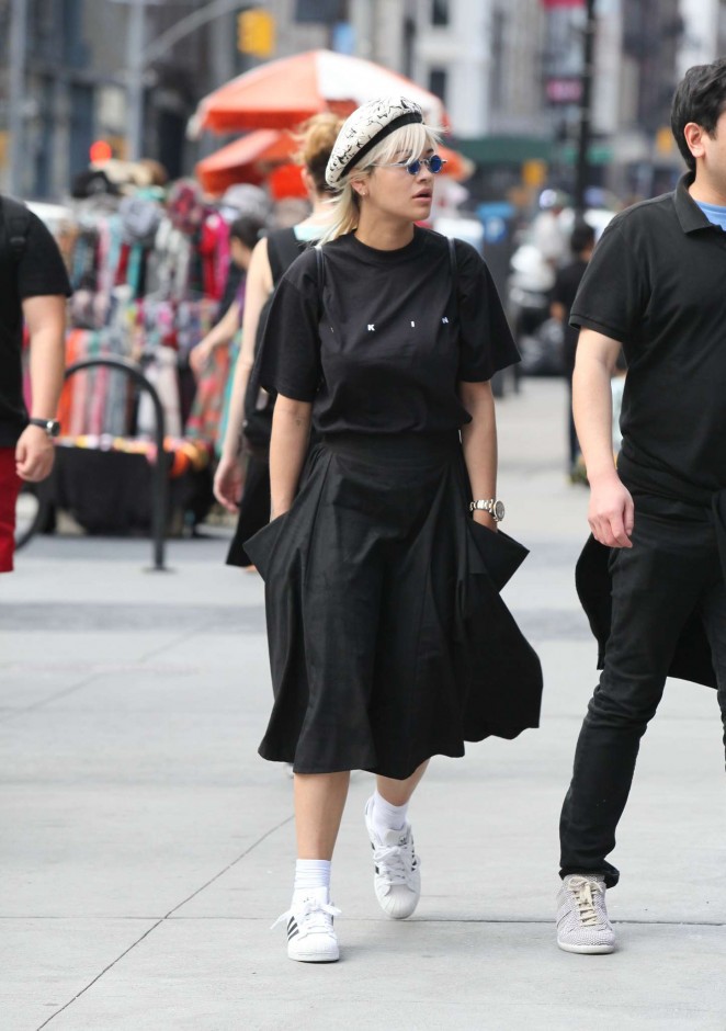 Rita Ora in Black Dress Out in Soho