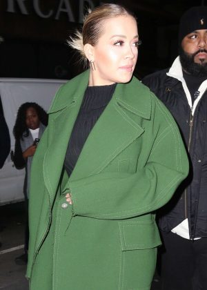 Rita Ora in Green Coat out in New York