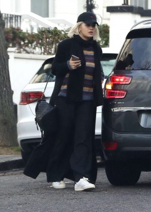 Rita Ora in Long Black Coat - Out in London