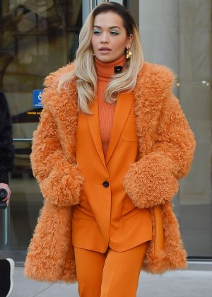 Rita Ora in Orange Outfit out in New York City