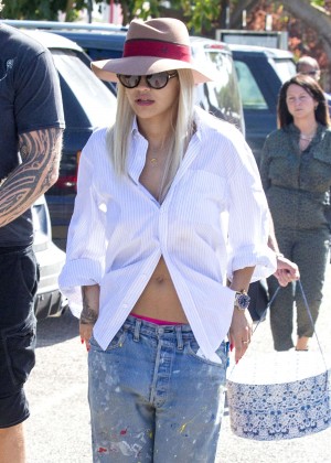 Rita Ora in Jeans out in Ibiza