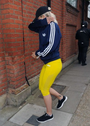 Rita Ora out in Yellow Leggings out in Notting Hill