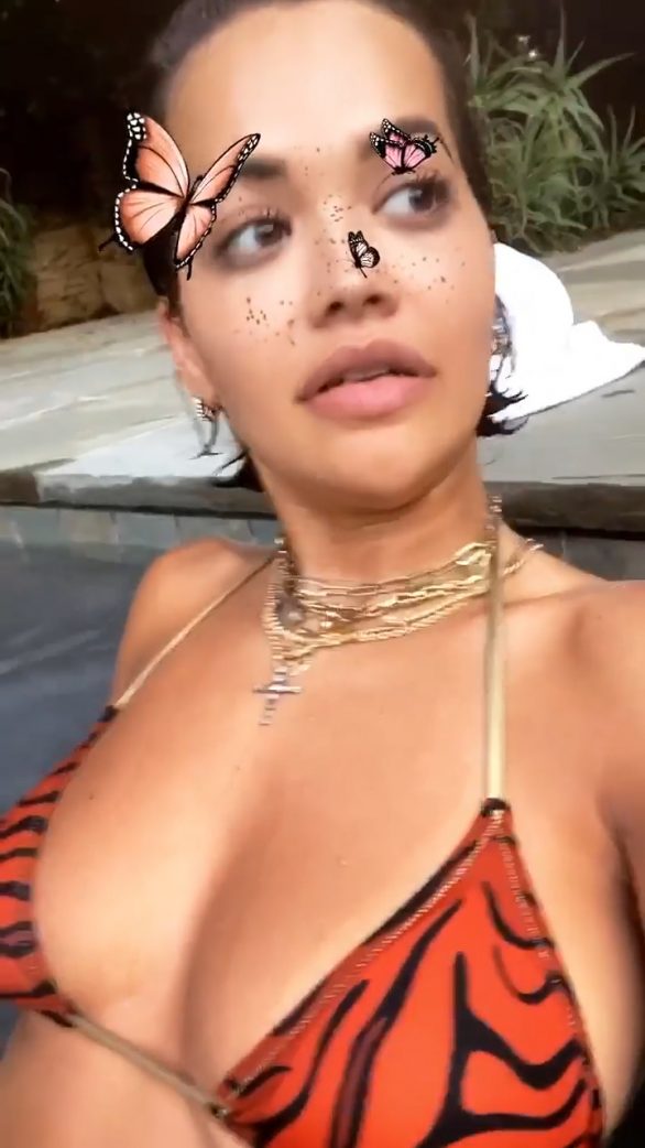 Rita Ora wear bikini in swimming pool