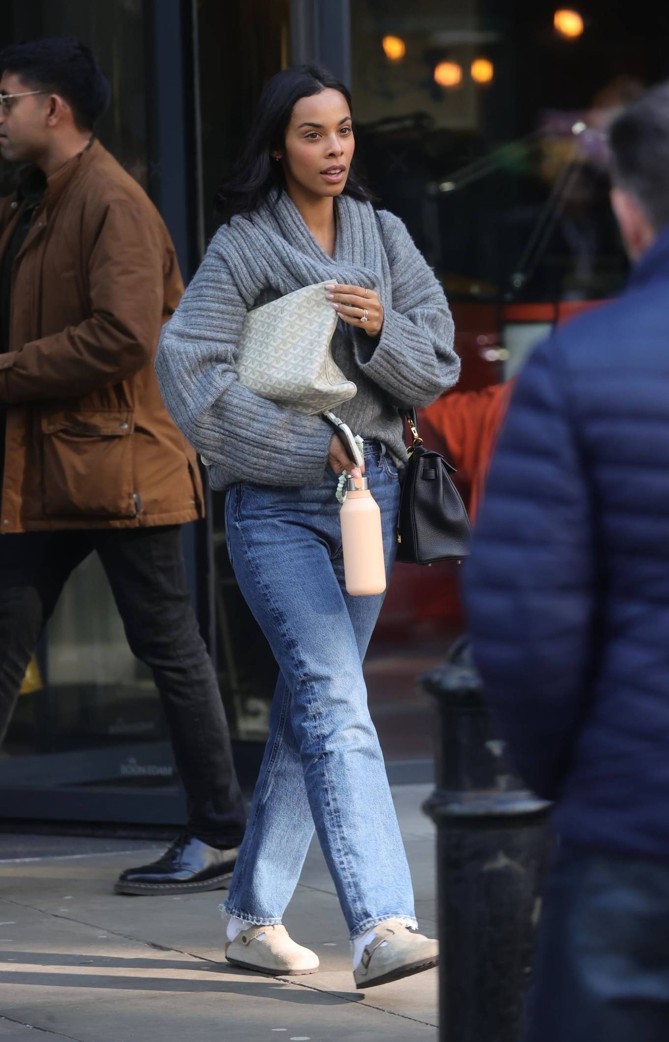 Rochelle Humes - In a grey sweater stepping out in London's Soho