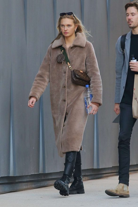 Romee Strijd in Long Coat - Out in New York
