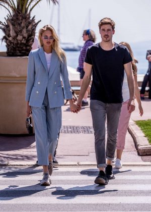 Romee Strijd with her boyfriend Laurens out in Cannes
