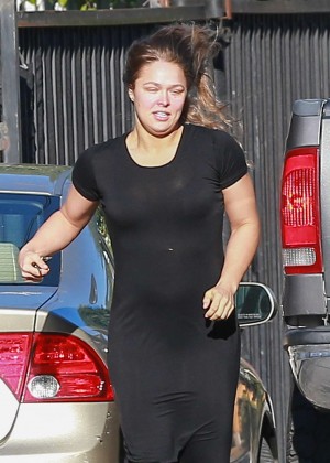 Ronda Rousey in Long Black Dress out in Los Angeles
