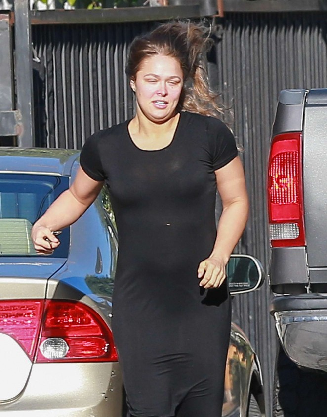 Ronda Rousey in Long Black Dress out in Los Angeles