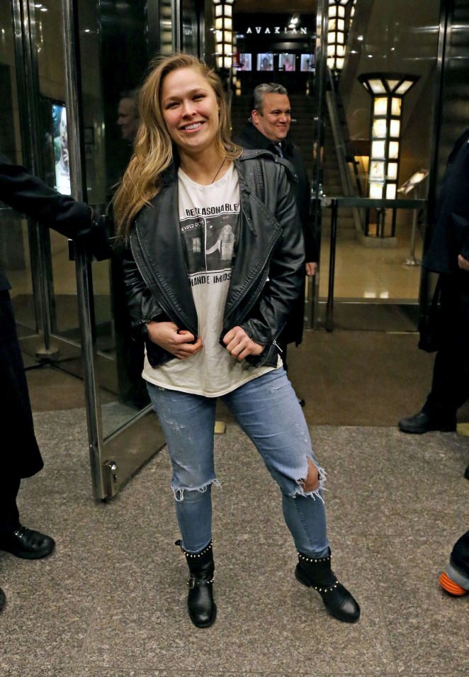 Ronda Rousey in Ripped Jeans out in New York