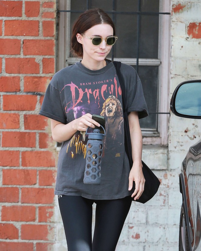 Rooney Mara in Tights Leaving a gym in LA