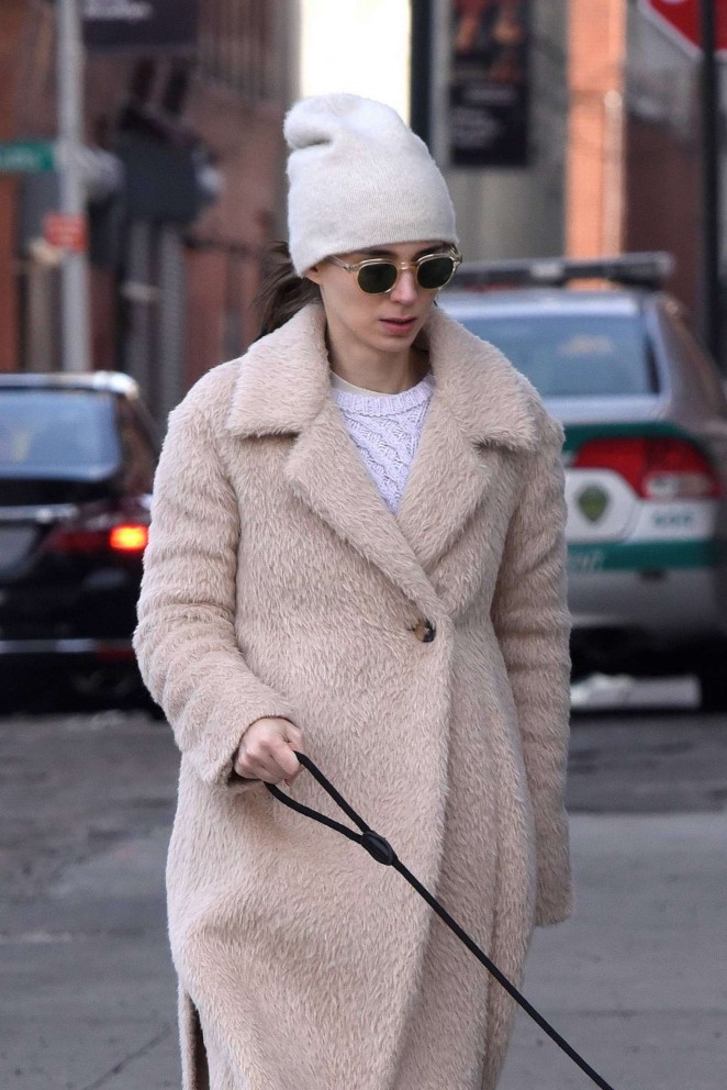 Rooney Mara Walking her dog in New York City