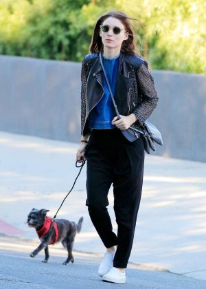 Rooney Mara with her dog in Beverly Hills