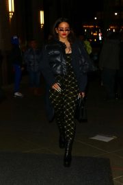 Rosalia in a Print Jumpsuit - Leaving the Nike brand dinner in NYC