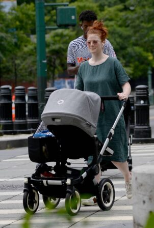 Rose Leslie - Out with her baby boy in New York