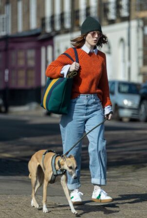Rose Leslie - Spotted while walking her dog in North London