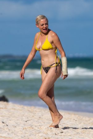 Rose McGowan - In bikini on the beach in Tulum