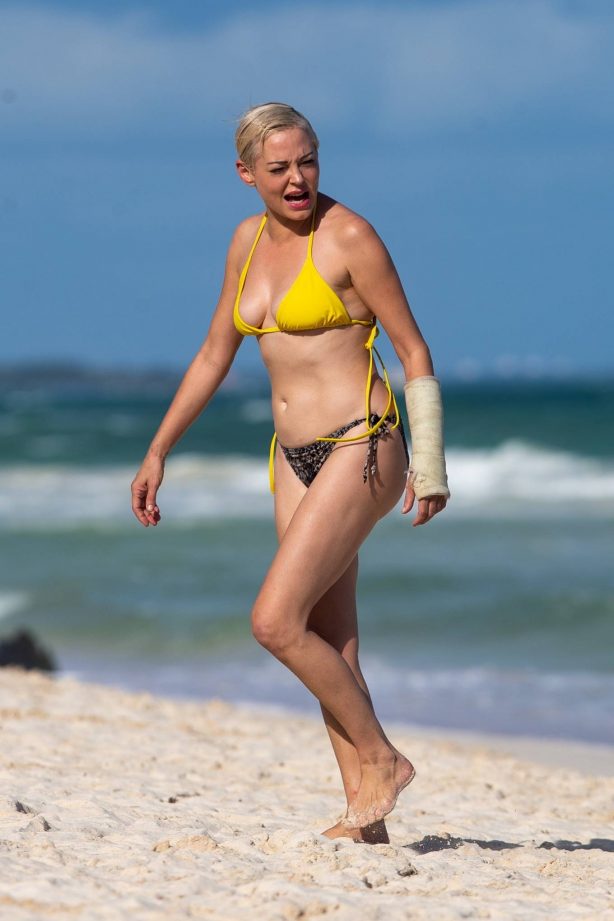 Rose McGowan - In bikini on the beach in Tulum