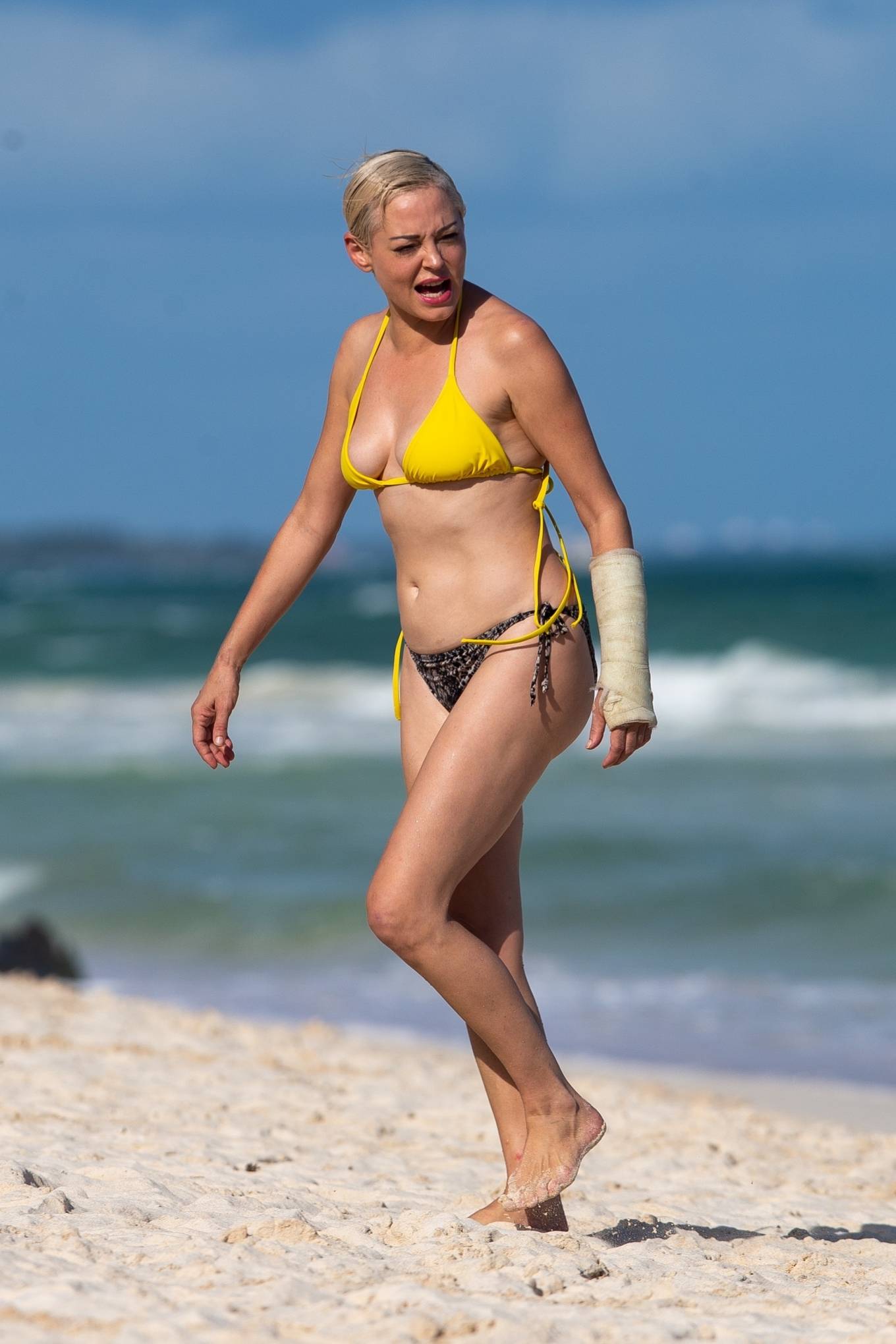 Rose McGowan - In bikini on the beach in Tulum.