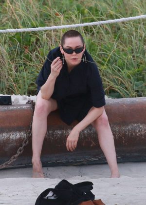 Rose McGowan on a photoshoot in Miami