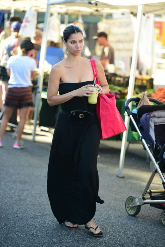 Roselyn Sanchez in Long Black Dress - Shopping at the Farmers Market in Studio City
