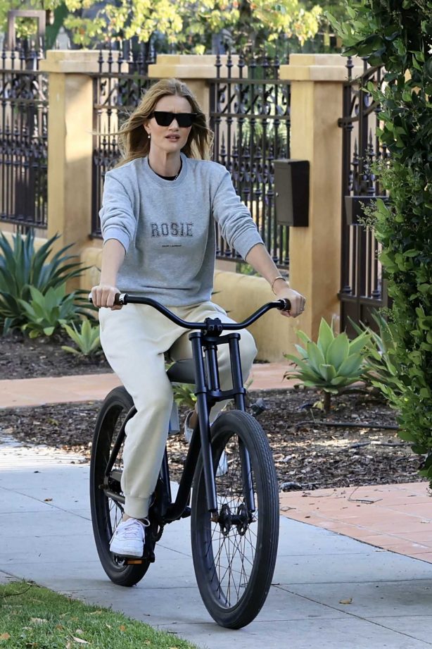 Rosie Huntington Whiteley enjoys a bike ride in Los Angeles