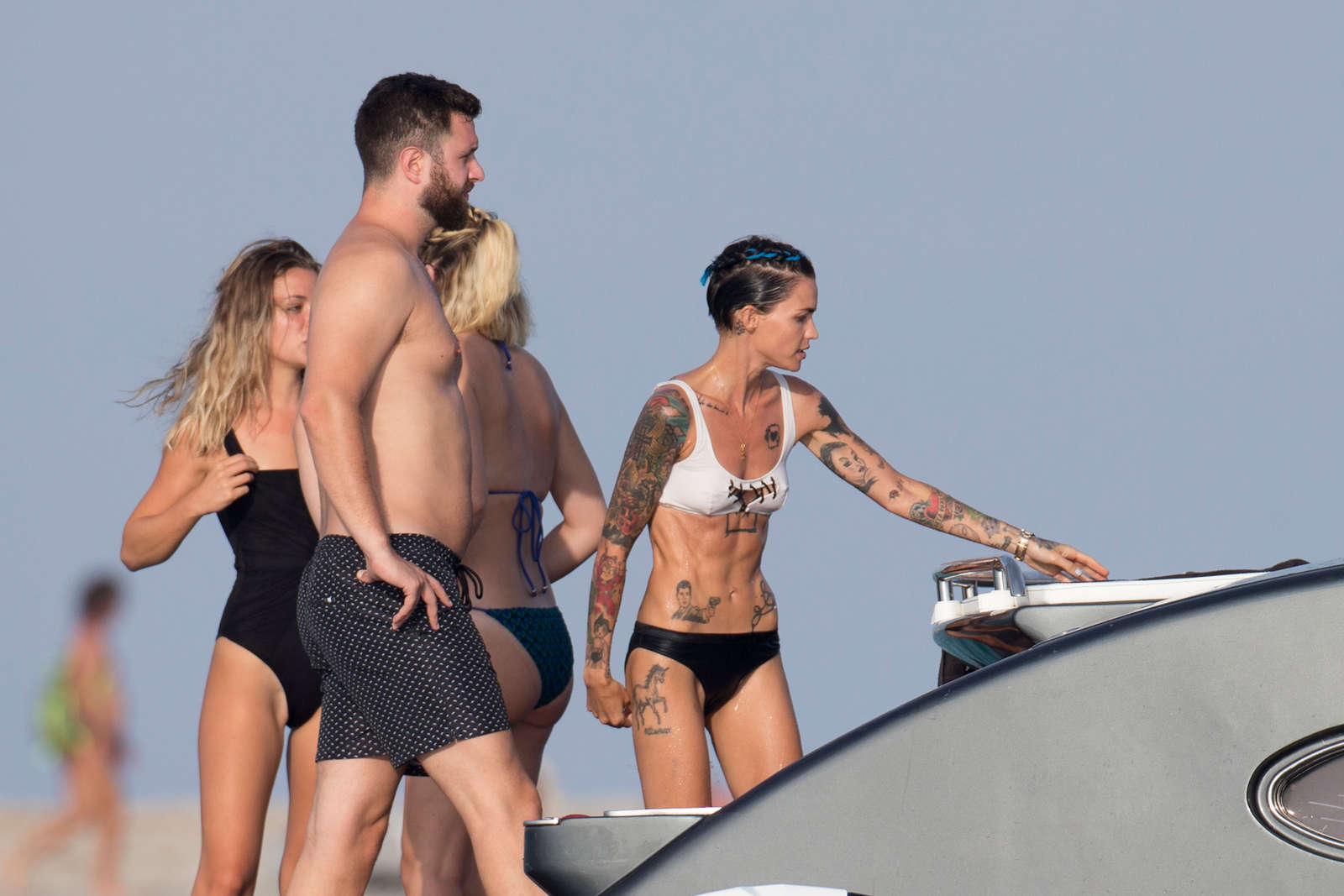 Ruby Rose in Bikini on a yacht in Formentera. 
