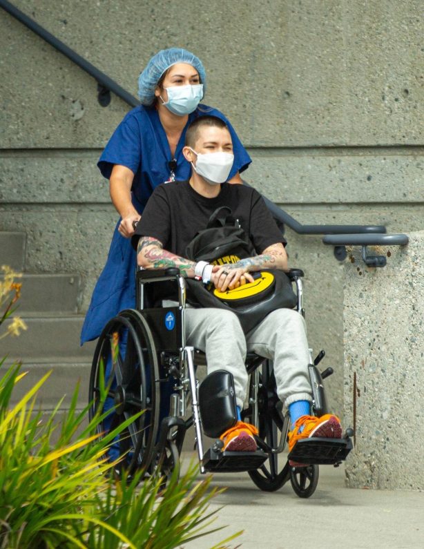 Ruby Rose - Seen in a wheelchair at the UCLA Health Marina del Rey Cancer Center
