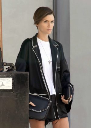 Ruby Rose waits her car in Hollywood