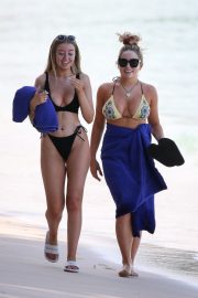 Saffron Barker and Anastasia Kingsnorth in Bikini on the beach in Barbados