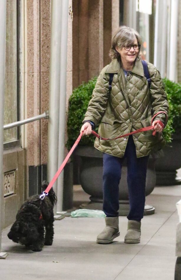 Sally Field - Walking her dog in Manhattan’s West Village neighborhood