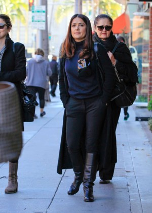 Salma Hayek and her mom out in Beverly Hills