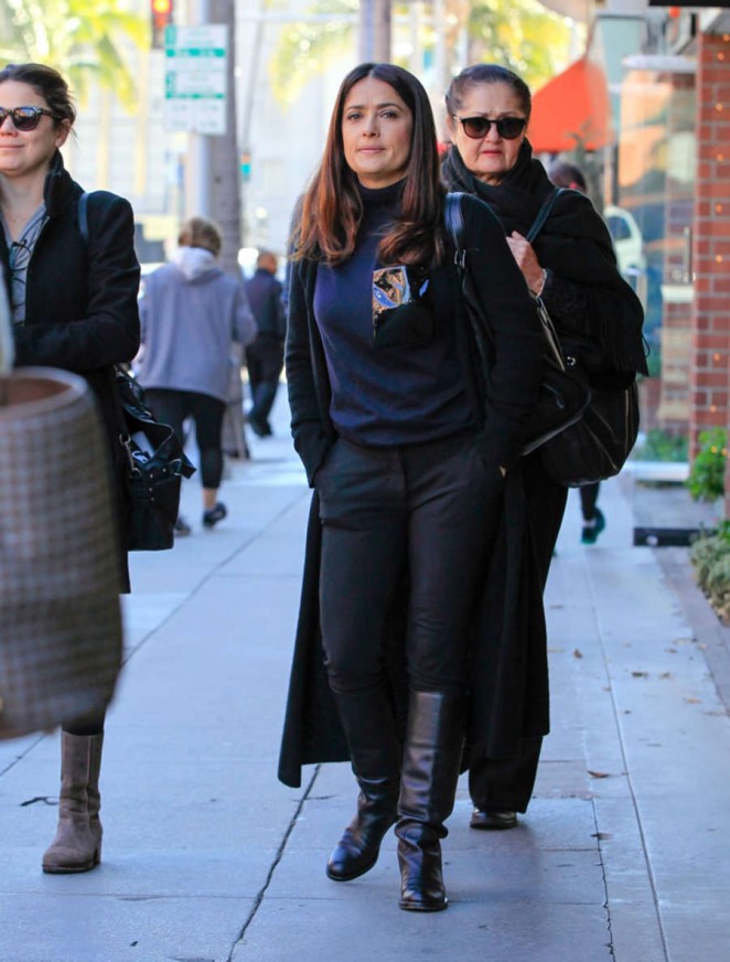 Salma Hayek and her mom out in Beverly Hills