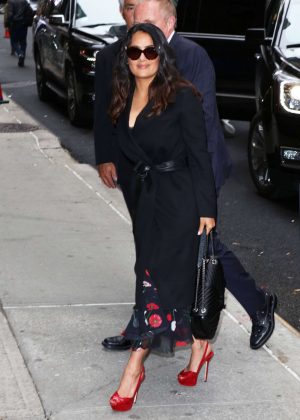 Salma Hayek - Arrives at 'The Late Show with Stephen Colbert' in NY