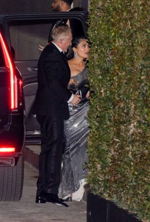 Salma Hayek - Arriving at Jay-Z and Beyoncé's Oscars After-Party in West Hollywood