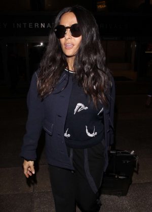 Salma Hayek - Arriving at LAX Airport in Los Angeles