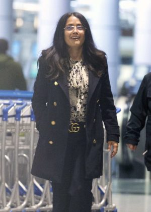 Salma Hayek at a Airport in Montreal