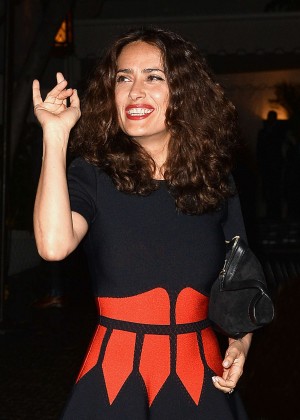 Salma Hayek - Having dinner at The Chateau Marmont in LA