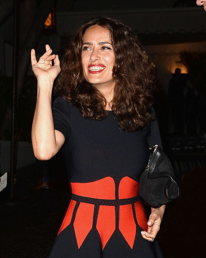 Salma Hayek - Having dinner at The Chateau Marmont in LA