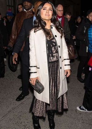 Salma Hayek - Leaving Bottega Veneta Fashion Show in New York