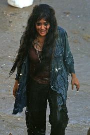 Salma Hayek - On the set of Sci-Fi Thriller 'Bliss' in Los Angeles
