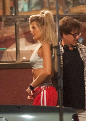 Samantha Hoopes on the set of 'Sandy Wexler' in Los Angeles