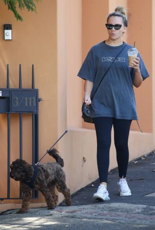 Samantha Jade - walking her dog